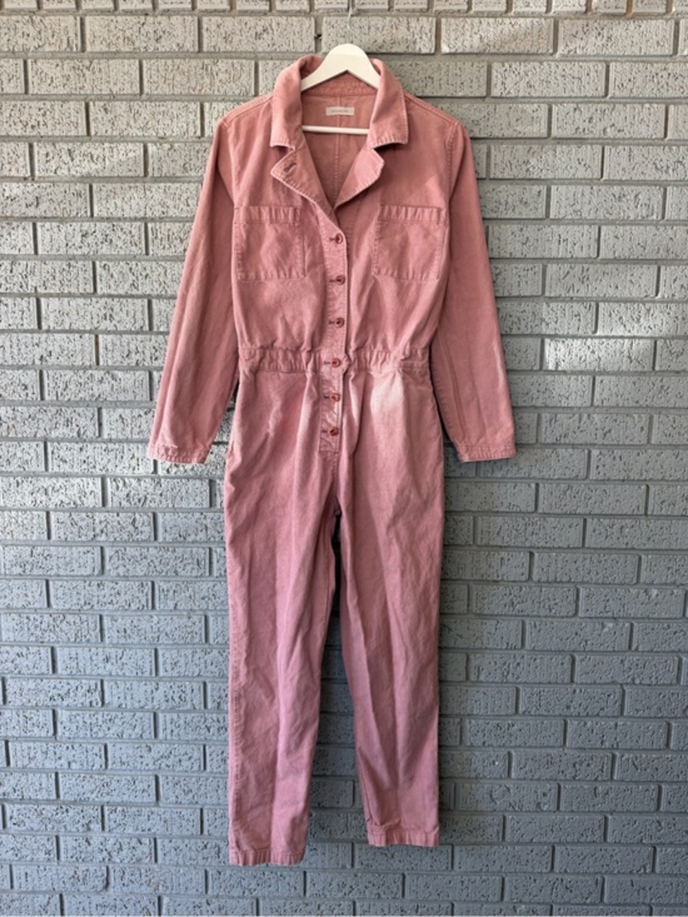 Outerknown Lou Cord Jumpsuit Rose Pink Utility Boiler Suit Size Small
